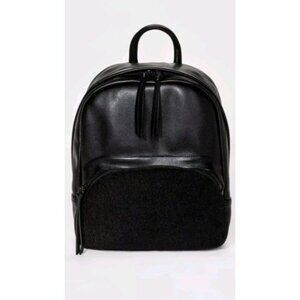 Women's Faux Leather and Faux Fur MINI Backpack Mossimo Supply Co Black